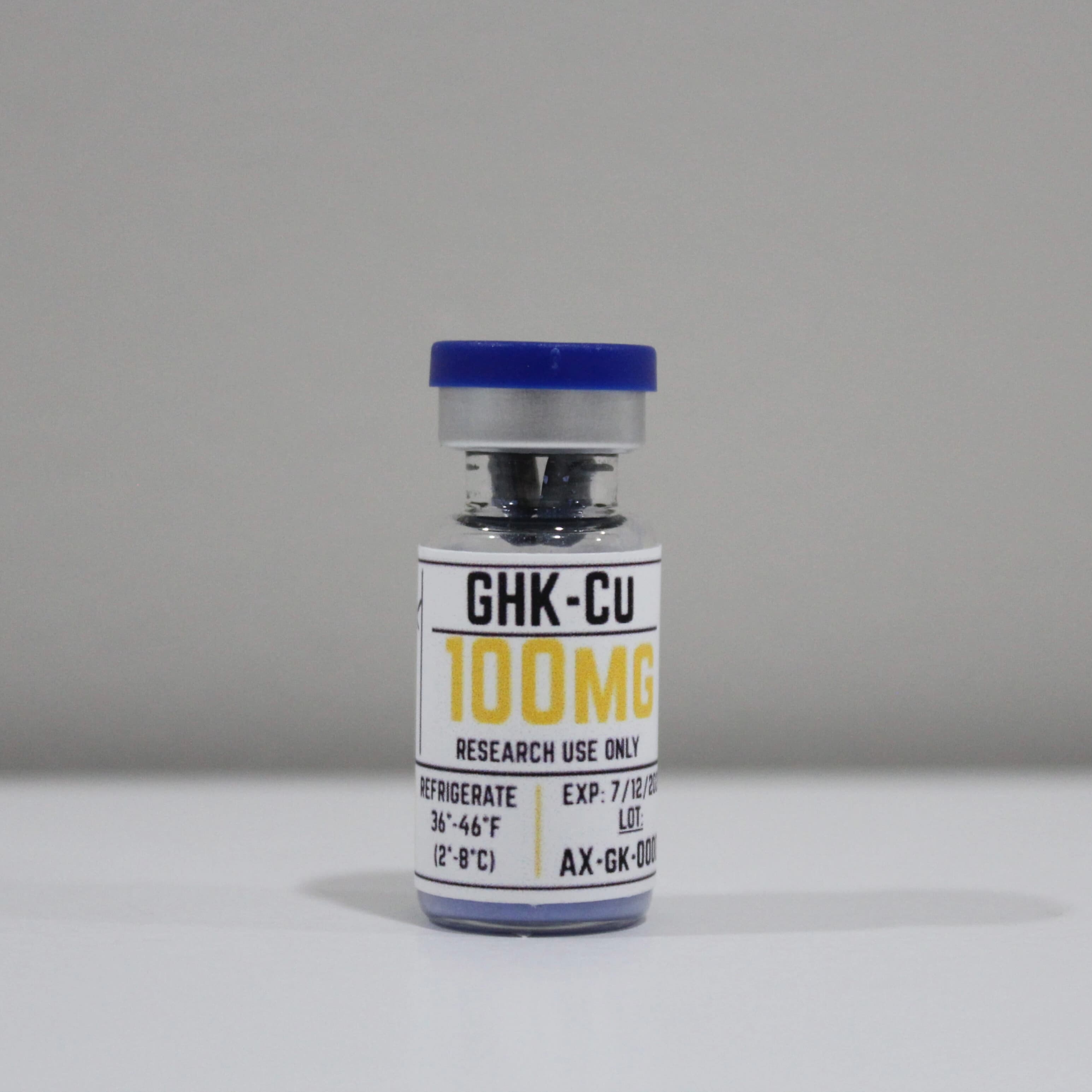 GHK-Cu 100mg research peptide vial, ≥99% (HPLC) purity, COA verified