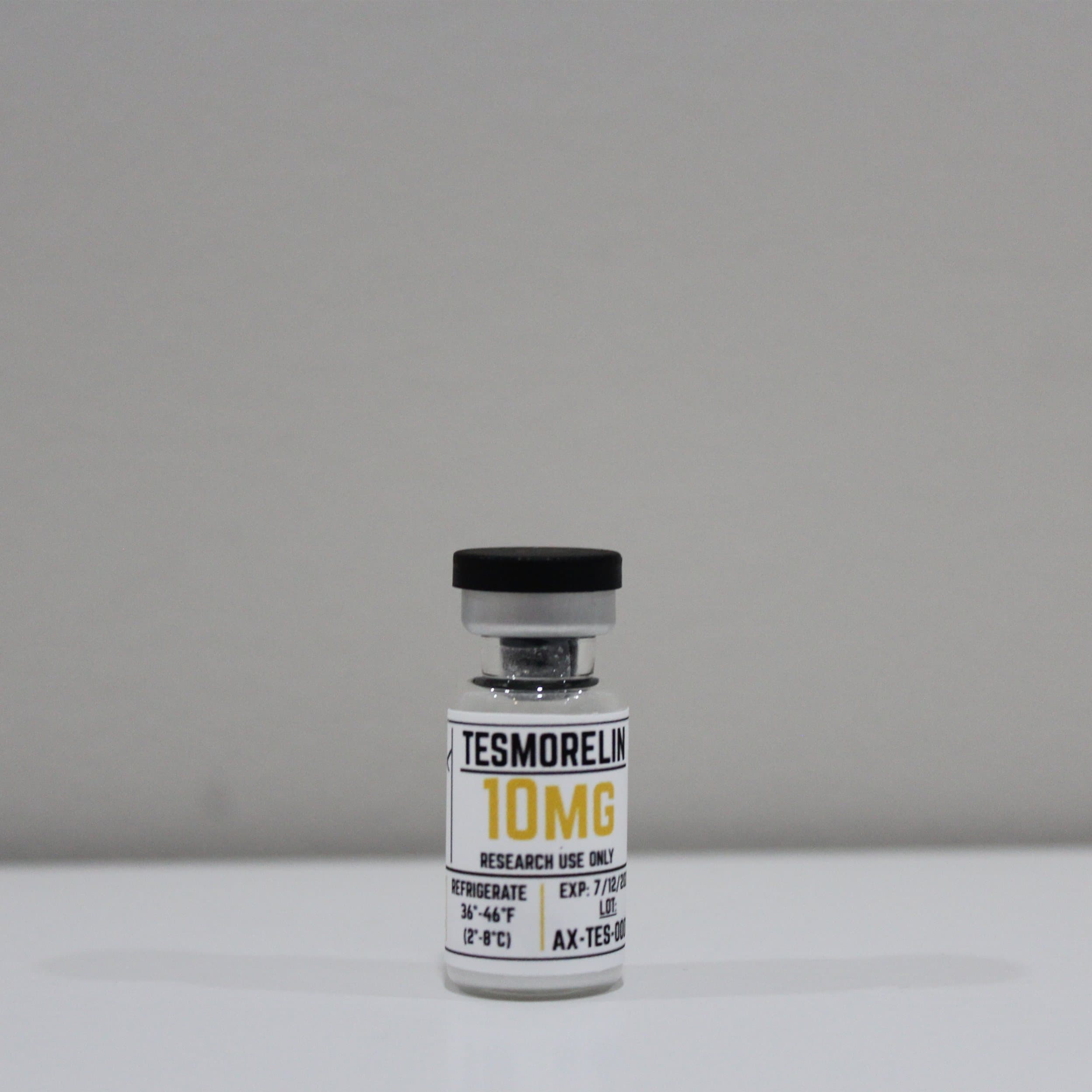 Tesamorelin 10mg research peptide vial, ≥99% (HPLC) purity, COA verified
